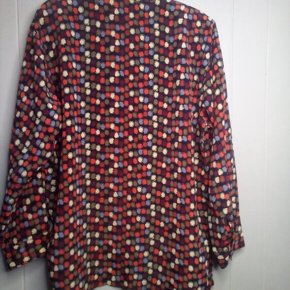 Selene Sport Blouse XL Button Up Long Sleeve Circles Colorful - Picture 3 of 14